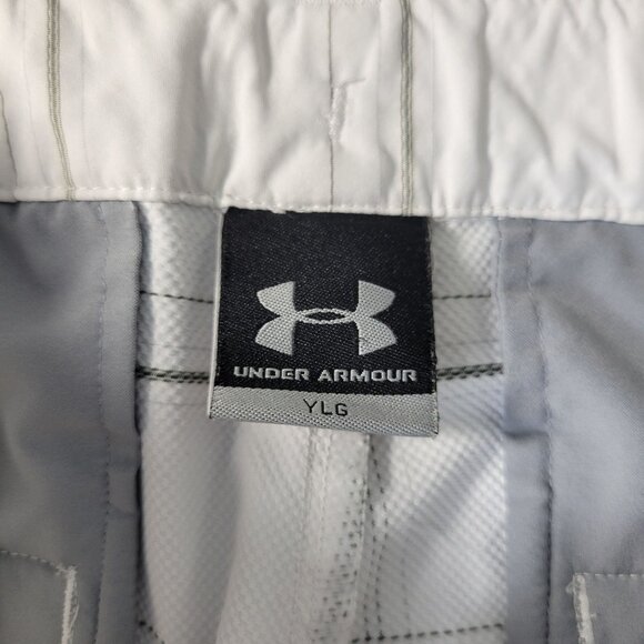 Under Armour Boys YLG White Plaid Golf Shorts Youth Large Performance Activewear - Picture 2 of 10